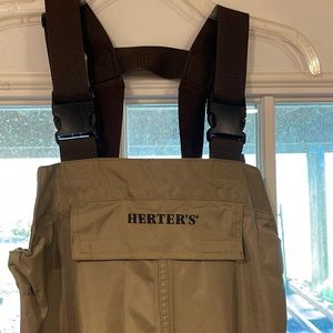 Kids fishing waders with built in boots.